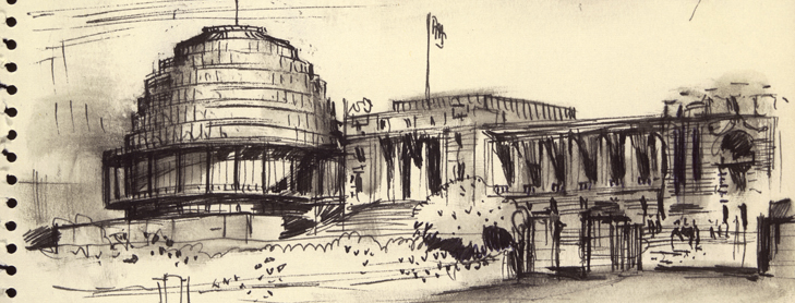 Drawing of Beehive and Parliament Buildings
