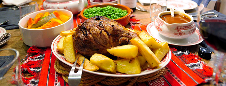 Dinner table with roast