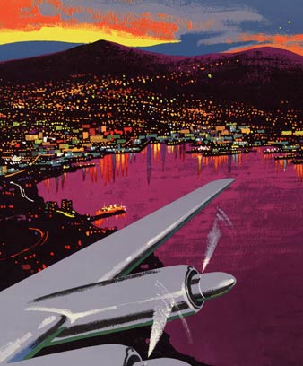 Poster promoting air travel, 1959