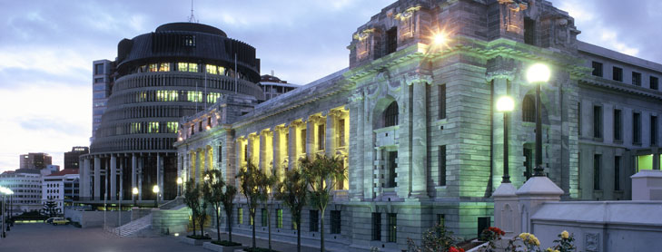 Parliament buildings at night