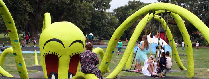 Playground featuring large, yellow octopus 