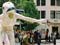 A street performer in Freyberg Square, Auckland