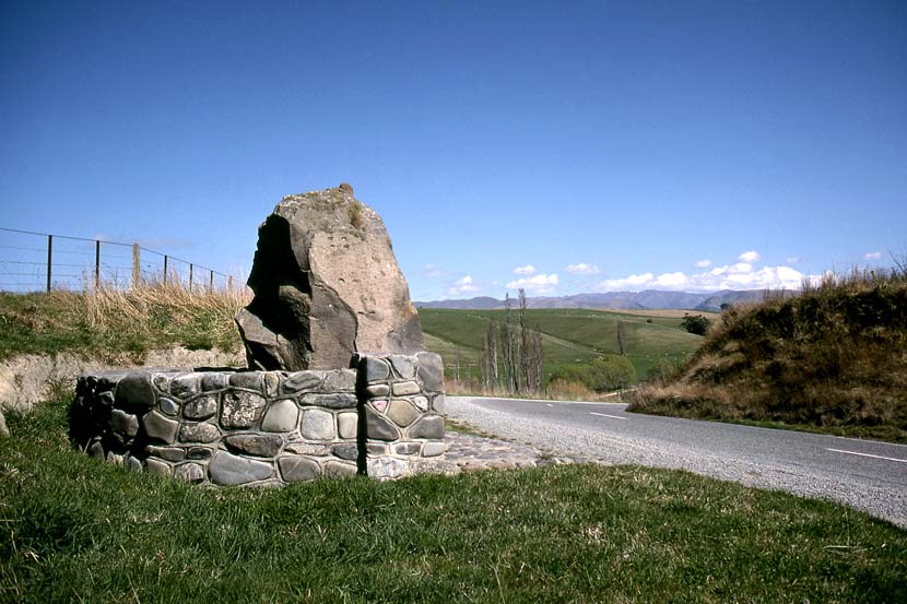 The War memorial at Cave, sitting beside the road