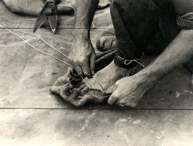 Making moccasins, Step 2