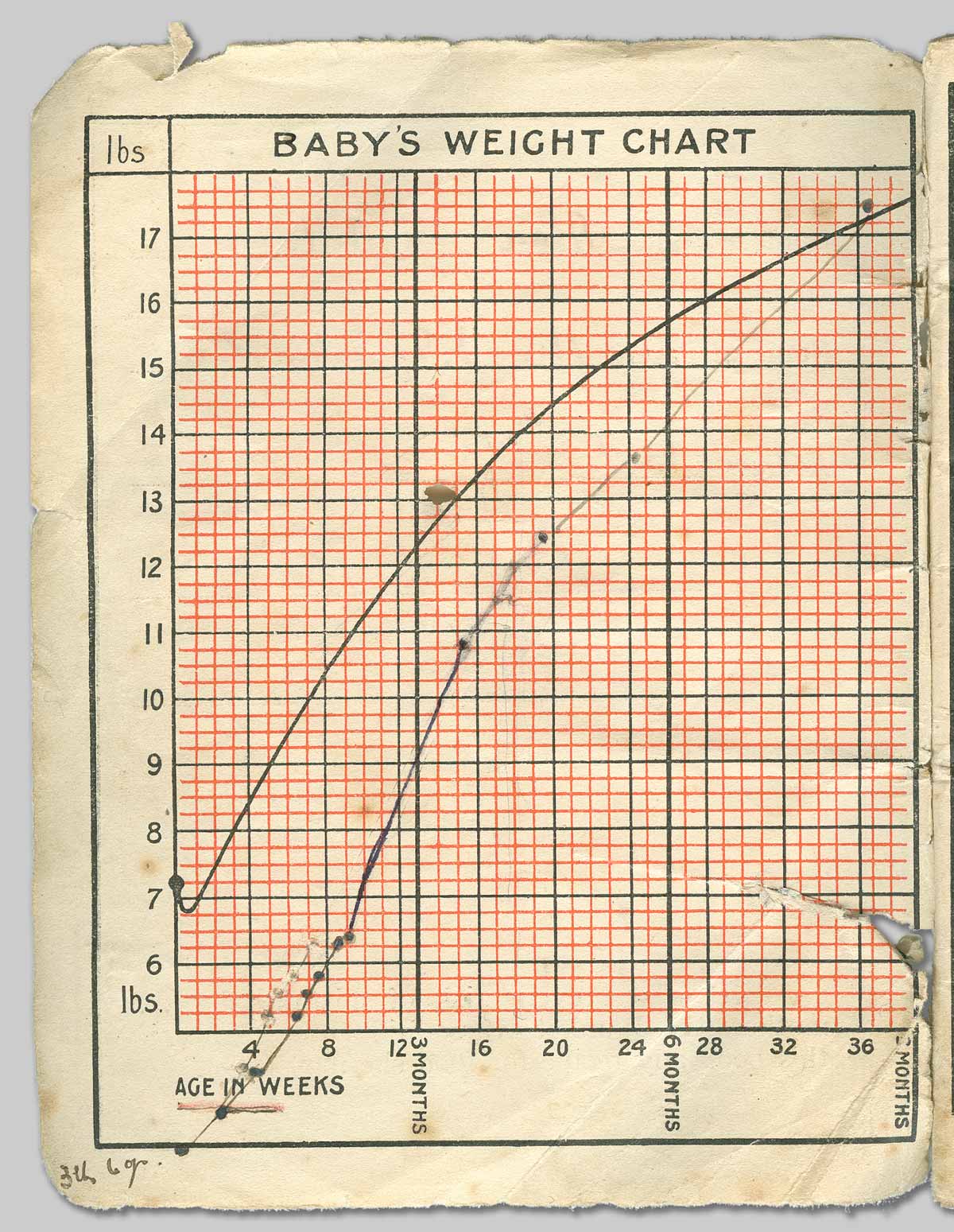 Plunket book, Baby's weight chart.