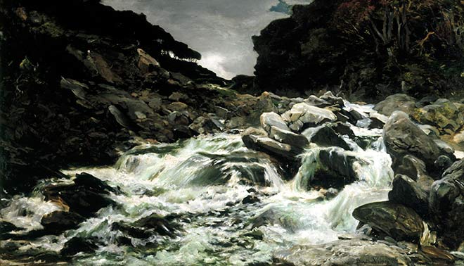 ‘A waterfall in the Otira Gorge’ 