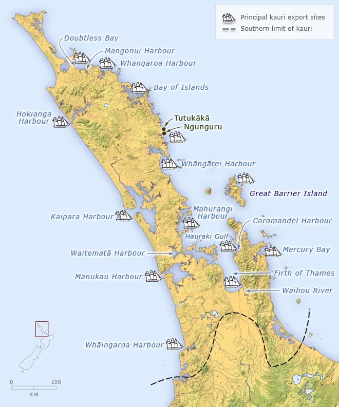 Timber export sites, 1829–39