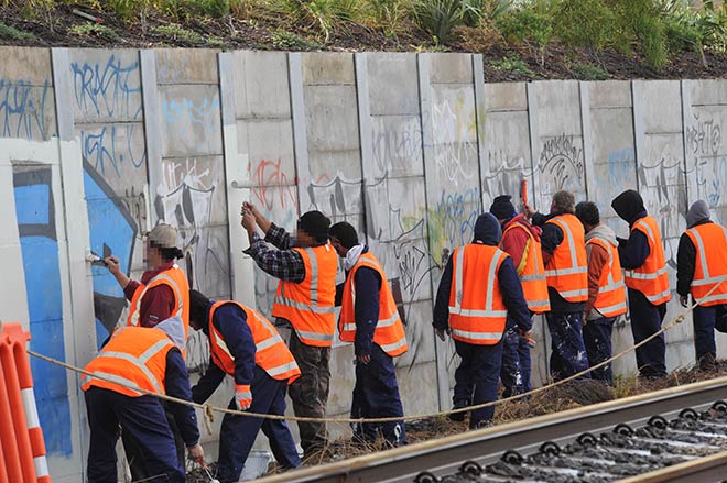 Young offenders doing community work