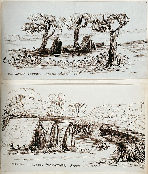 Religious services by Bishop Selwyn, 1843