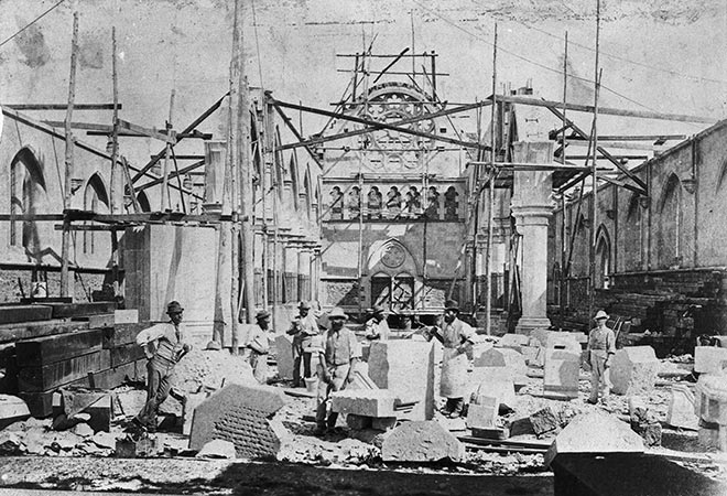 Christchurch Cathedral under construction