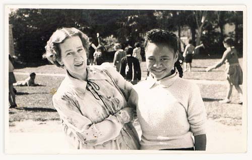 With a child at Fernhill School