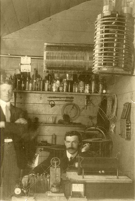 James Strachan with a radio