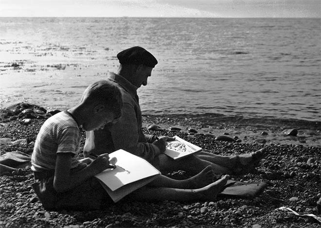 Sketching by the shore