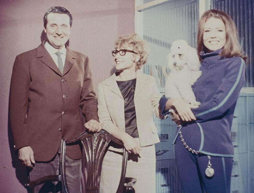 Cherry Raymond with the stars of The avengers