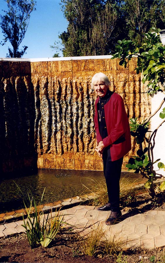 Doreen Blumhardt with Christian Science church wall
