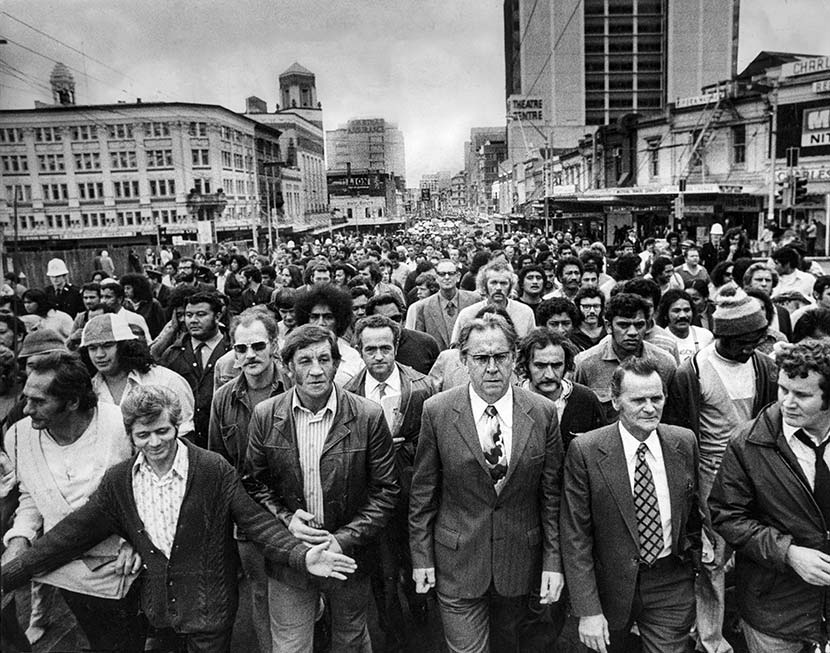 Bill Andersen leading a workers’ march