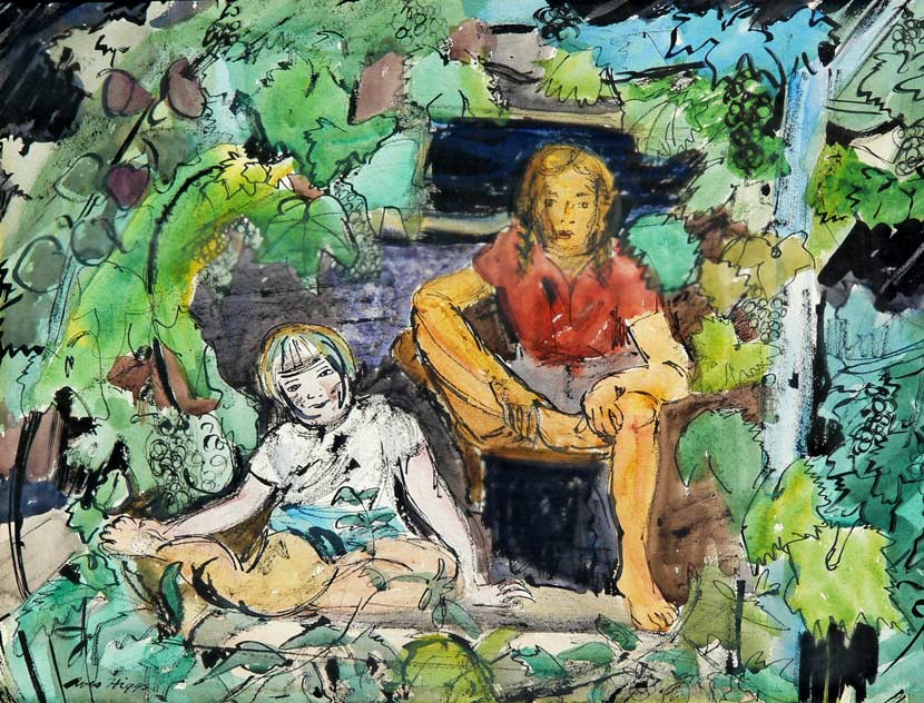 Under the grapevines 