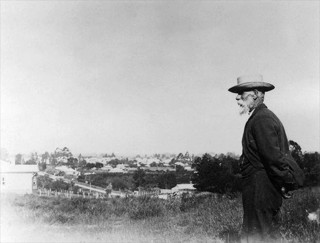 Joseph Frear surveys the growing township of Hamilton, which he literally helped to build