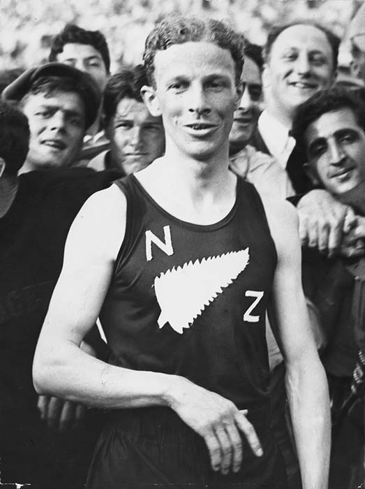 John Edward ('Jack') Lovelock after his victory in the 'mile of the century'