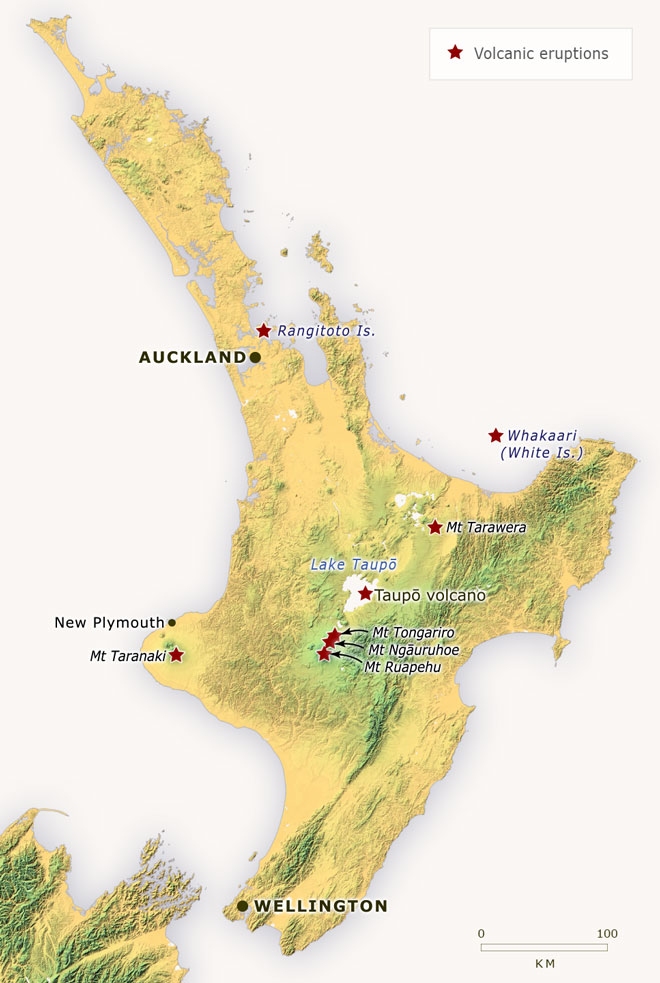 Volcanic eruptions in New Zealand since 1300