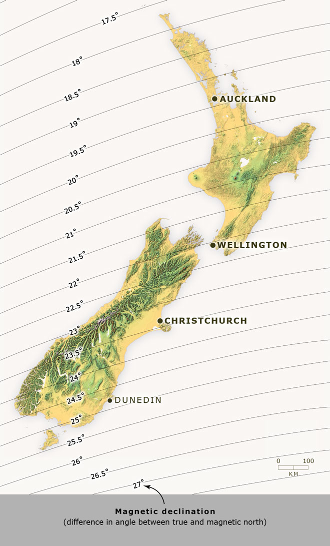 Magnetic declination in New Zealand