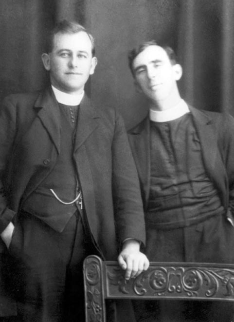 Nicholas Moore (right) and his friend and fellow priest John McKenna, photographed probably about 1913