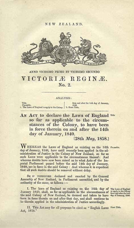 English Laws Act 1858