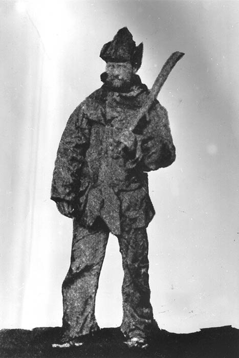 James Teer dressed in sealskin clothing