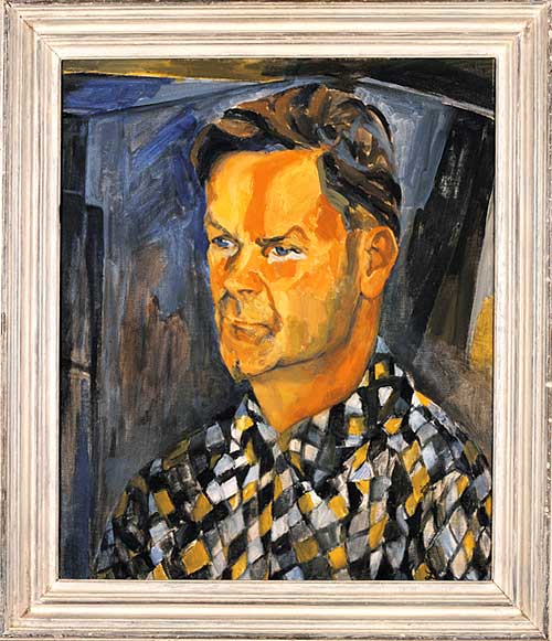 A painting of artist Toss Woollaston by Lina Bryans