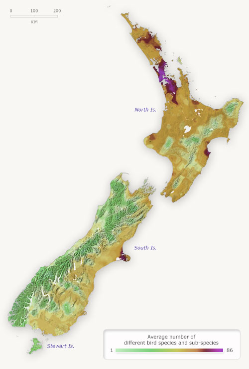 Distribution of introduced birds
