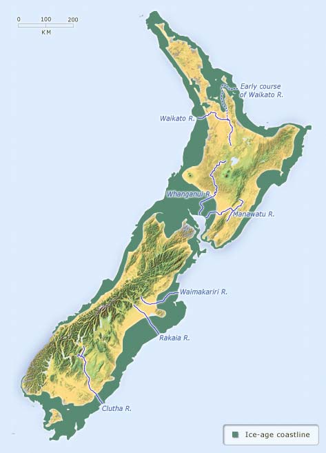 New Zealand’s coastline in the ice age
