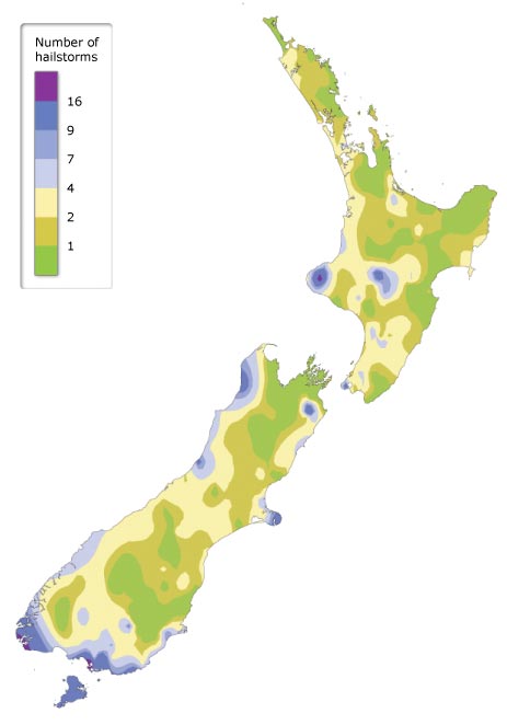 Hailstorms around New Zealand