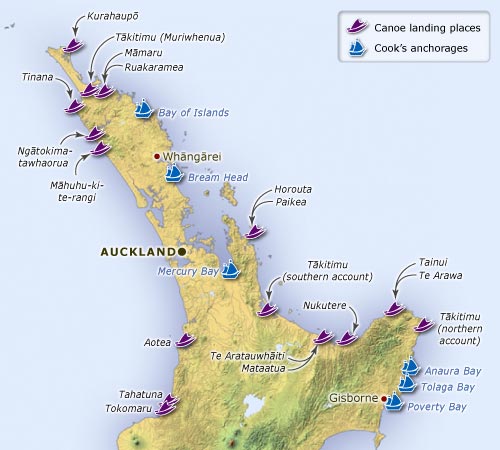 Landing places – upper North Island 