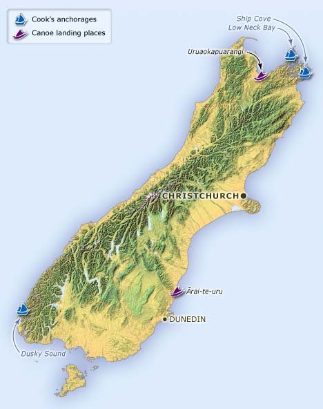 Landing places – South Island 
