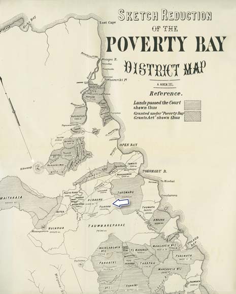 Sketch map of Poverty Bay, 1877