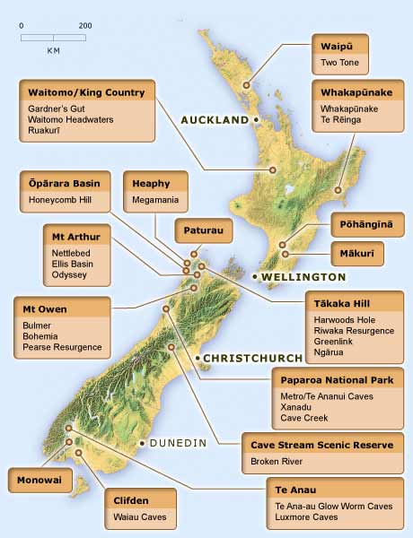 New Zealand’s caving areas