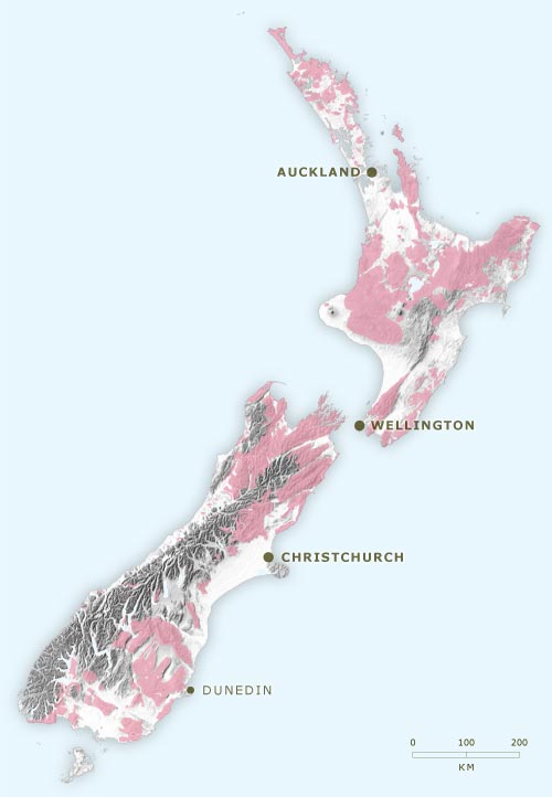 Wild pig distribution in New Zealand