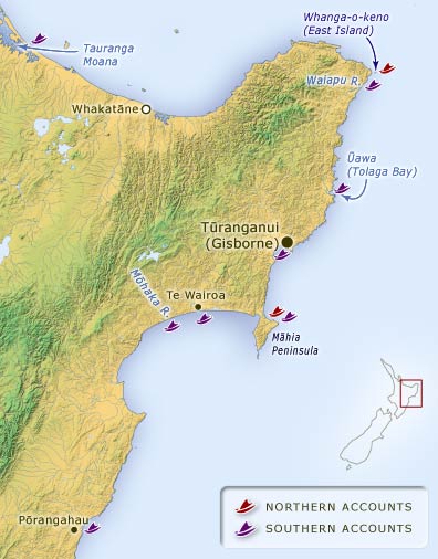 Landing places of the Tākitimu