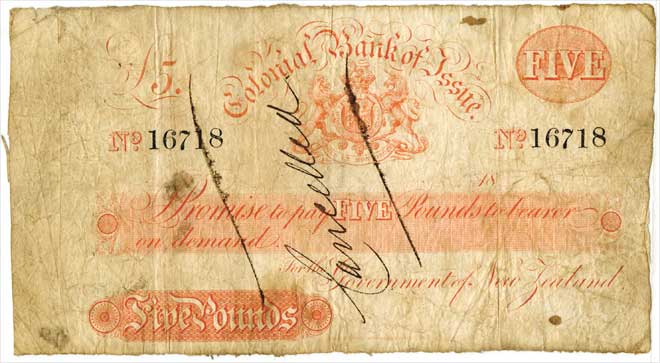 Colonial Bank of issue £5 note