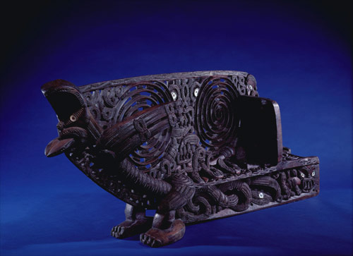 Waka taua carvings 