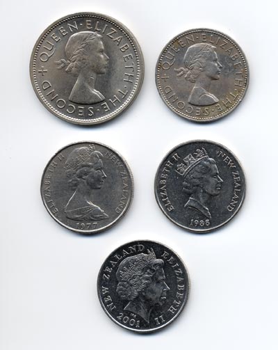 Coins showing the head of state