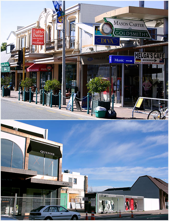 Merivale shops, 2006 and 2014