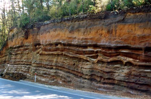 Layers of volcanic ash 