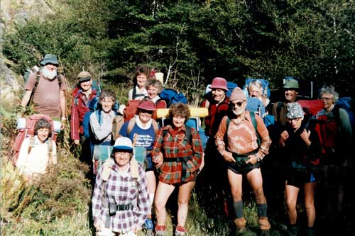 Group of trampers posing for photo