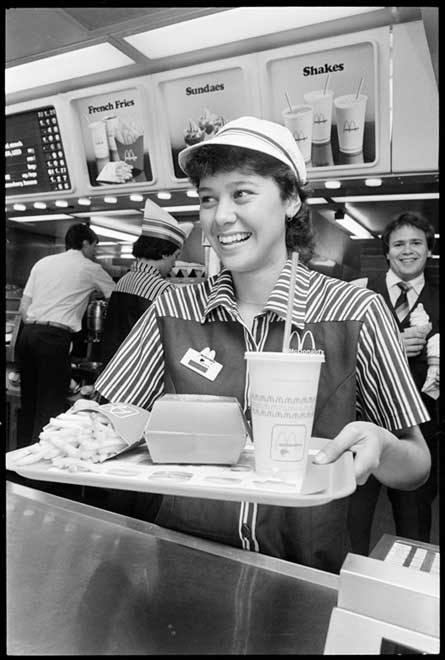 Serving burgers