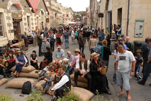 Crowd in historic precinct