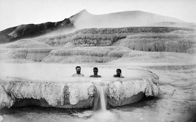 Bathing at the White Terrace