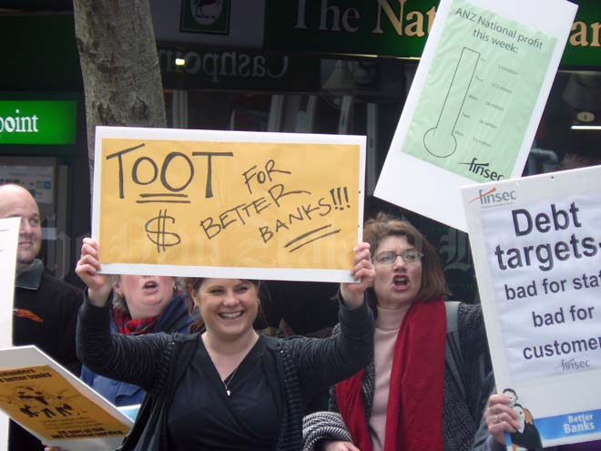 Bank staff protest