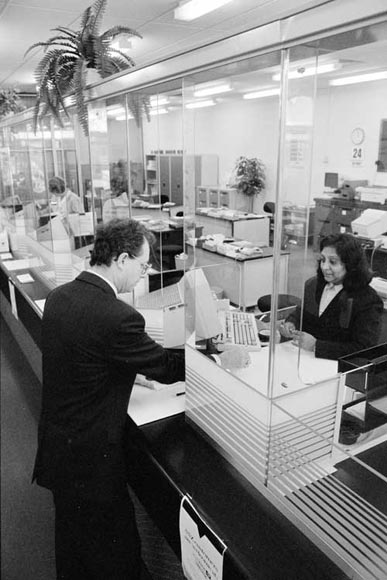 A bank branch in 1992