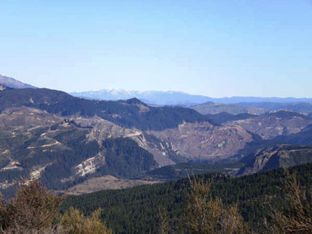 Looking down on rolling hills